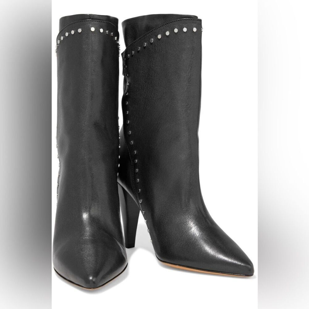 (R2) IRO CHLONE Leather ankle boots with studs Moto US5.5 FR36 Made in Portugal
